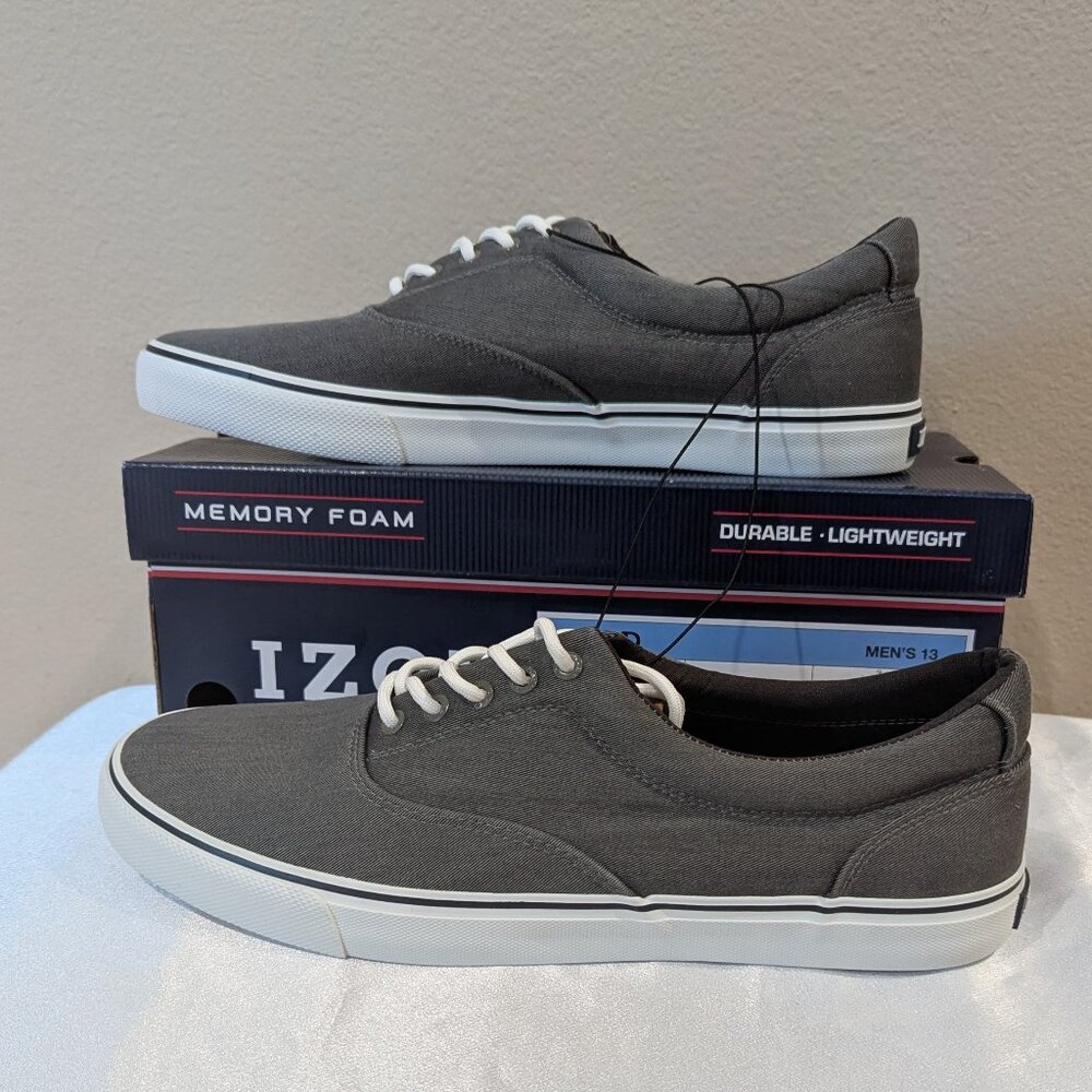 New Izod Men's Rangley Lace-Up Casual Canvas‎ Shoes Gray Size 13